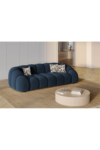 Canapé Lyna - Bleu roi - 4 places - Toucher velours