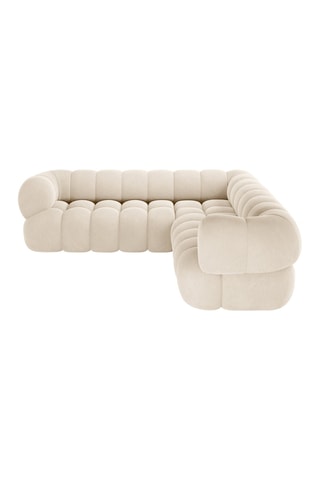 Canapé d'angle modulaire Maurice - Beige clair - 5 places - Toucher velours
