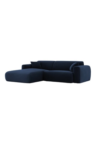 Canapé d’angle gauche Theo - Bleu roi - 4 places - Toucher velours