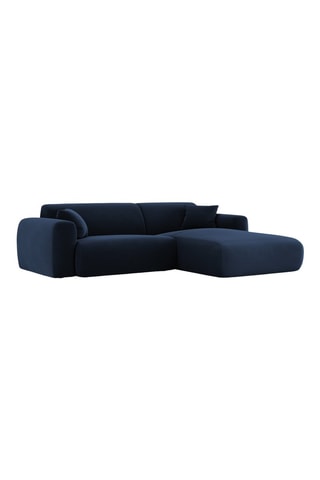Canapé d’angle droit Theo - Bleu roi - 4 places - Toucher velours