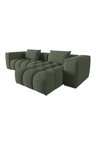 Canapé d'angle droit Lorella - Vert olive - 3 places - Revêtement en tissu