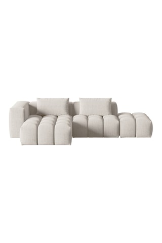 Canapé d'angle gauche modulaire Lorella - Beige - 4 places - Revêtement en tissu structurel