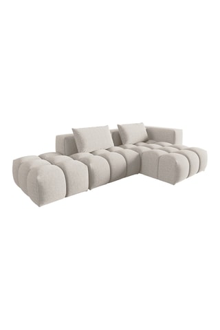 Canapé d'angle droit modulaire Lorella - Beige - 4 places - Revêtement en tissu structurel