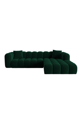 Canapé d'angle droit Clotilde - Vert bouteille - 4 places - Revêtement en velours