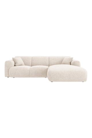 Canapé d’angle droit Theo - Beige - 4 places - Tissu chenille