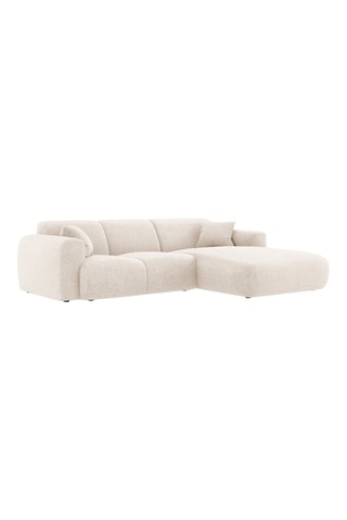 Canapé d’angle droit Theo - Beige - 4 places - Tissu chenille