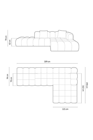 Canapé d'angle droit Clotilde - Beige - 4 places - Revêtement en tissu