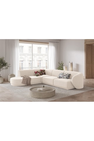 Canapé d'angle gauche Lionel - Beige clair - 5 places - Toucher tissu chenille