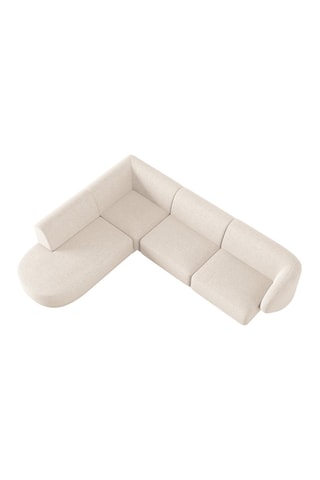 Canapé d'angle gauche Lionel - Beige clair - 5 places - Toucher tissu chenille