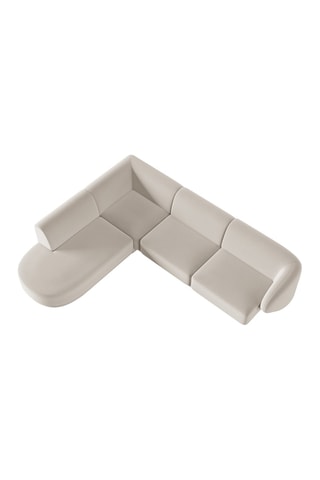 Canapé d'angle gauche modulaire Lionel - Beige - 5 places - Toucher velours