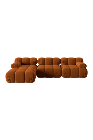 Canapé d'angle gauche modulable Tropea - Terracotta - 4 places - Toucher velours