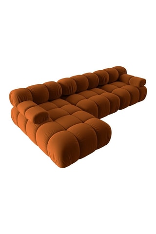 Canapé d'angle gauche modulable Tropea - Terracotta - 4 places - Toucher velours
