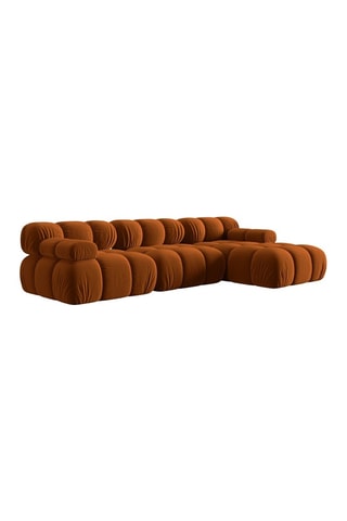 Canapé d'angle droit modulable Tropea - Terracotta - 4 places - Toucher velours
