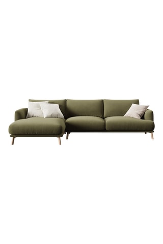 Canapé d’angle gauche Margot - Vert olive - 4 places - Toucher velours