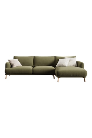 Canapé d’angle droit Margot - Vert olive - 4 places - Toucher velours