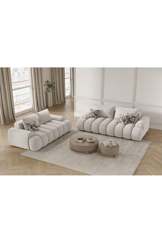 Canapé Simona - Beige - 2 places - Tissu structuré