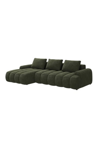 Canapé d'angle gauche convertible Simona - Vert - 3 places - Toucher velours