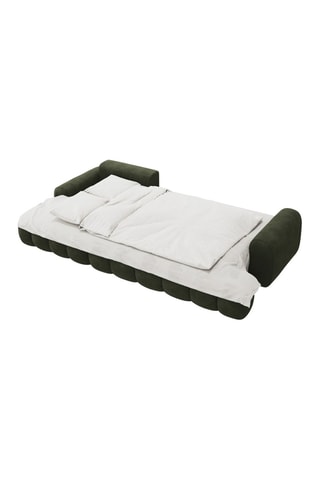 Canapé d'angle gauche convertible Simona - Vert - 3 places - Toucher velours