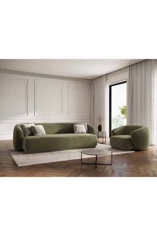 Fauteuil Louis - Vert olive - Toucher velours