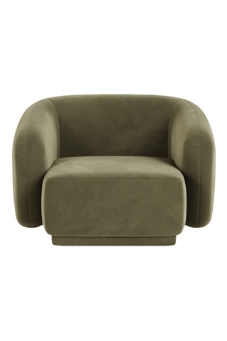 Fauteuil Louis - Vert olive - Toucher velours