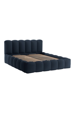 Lit-coffre avec sommier Cameron - Bleu roi - Tissu chenille