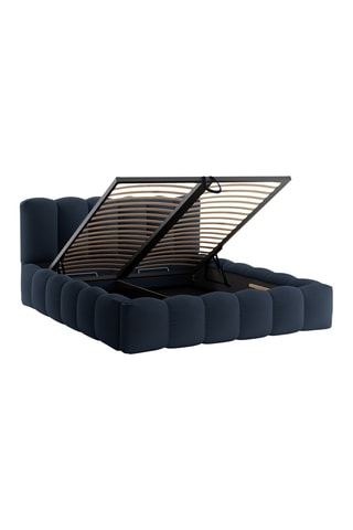 Lit-coffre avec sommier Cameron - Bleu roi - Tissu chenille