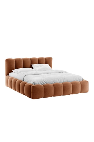 Lit-coffre avec sommier Cameron - Marron - Toucher velours