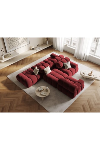 Canapé d'angle droit modulable Tropea - Bordeaux - 4 places - Toucher velours