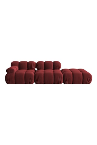 Canapé d'angle droit modulable Tropea - Bordeaux - 4 places - Toucher velours