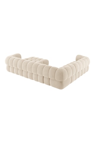 Canapé d'angle panoramique gauche Maurice - Beige - 5 places - Toucher velours