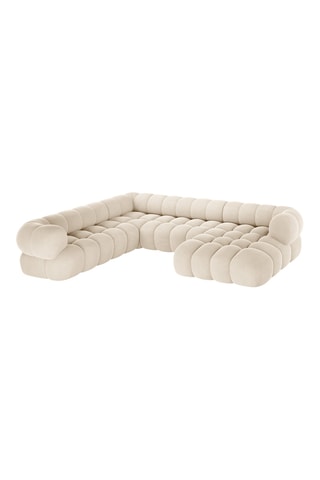Canapé d'angle panoramique gauche Maurice - Beige - 5 places - Toucher velours