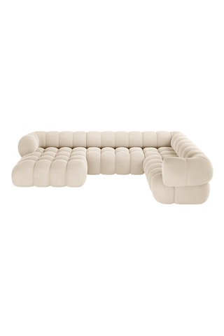 Canapé d'angle panoramique droit Maurice - Beige - 5 places - Toucher velours