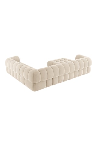 Canapé d'angle panoramique droit Maurice - Beige - 5 places - Toucher velours