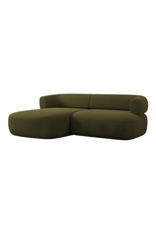 Canapé d'angle gauche Aldrin - Vert olive - 3 places - Toucher velours
