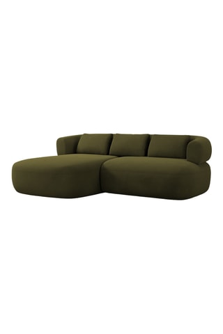 Canapé d'angle gauche Aldrin - Vert olive - 3 places - Toucher velours