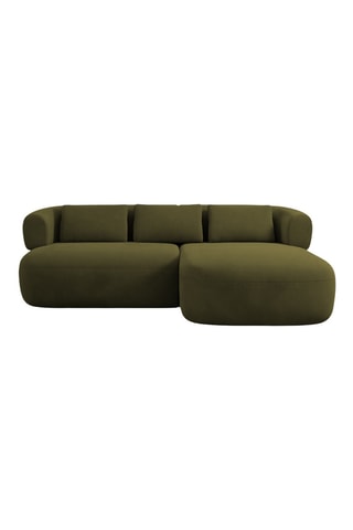 Canapé d'angle droit Aldrin - Vert olive - 3 places - Toucher velours