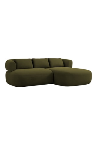 Canapé d'angle droit Aldrin - Vert olive - 3 places - Toucher velours