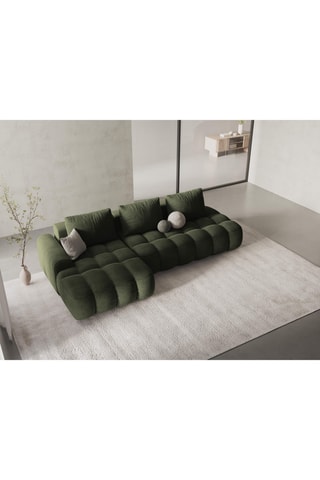 Canapé d'angle gauche convertible Orchid - Vert foncé - 3 places - Toucher velours