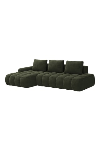 Canapé d'angle gauche convertible Orchid - Vert foncé - 3 places - Toucher velours