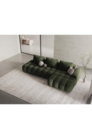 Canapé d'angle droit convertible Orchid - Vert foncé - 3 places - Toucher velours