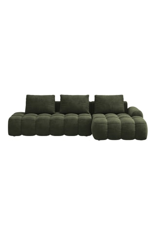 Canapé d'angle droit convertible Orchid - Vert foncé - 3 places - Toucher velours