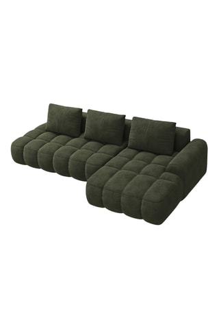 Canapé d'angle droit convertible Orchid - Vert foncé - 3 places - Toucher velours