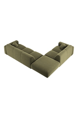 Canapé d'angle gauche Théo - Vert olive - 4 places - Toucher velours