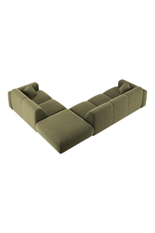 Canapé d'angle droit Théo - Vert olive - 4 places - Toucher velours