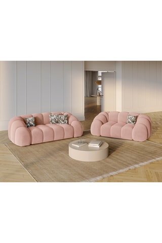 Canapé Lyna - Rose - 2 places - Toucher velours