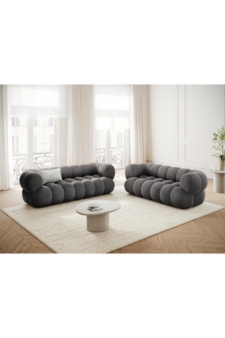 Canapé Maurice - Gris foncé - 3 places - Toucher velours