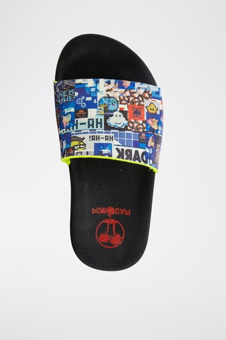 Sandalias de piel Slappy Metaverse - Azul y amarillo