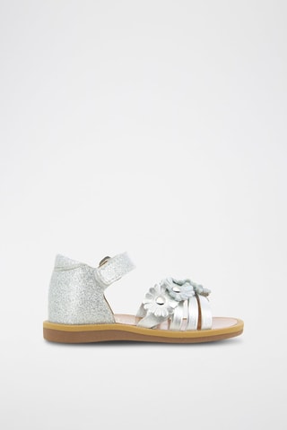 Sandalias de piel Poppy Multi Flo - Blanco, beige y plateado