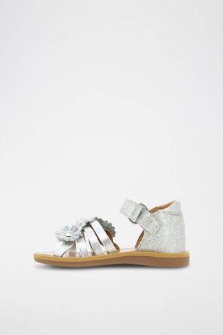 Sandalias de piel Poppy Multi Flo - Blanco, beige y plateado