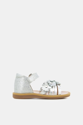 Sandalias de piel Poppy Multi Flo - Blanco, beige y plateado